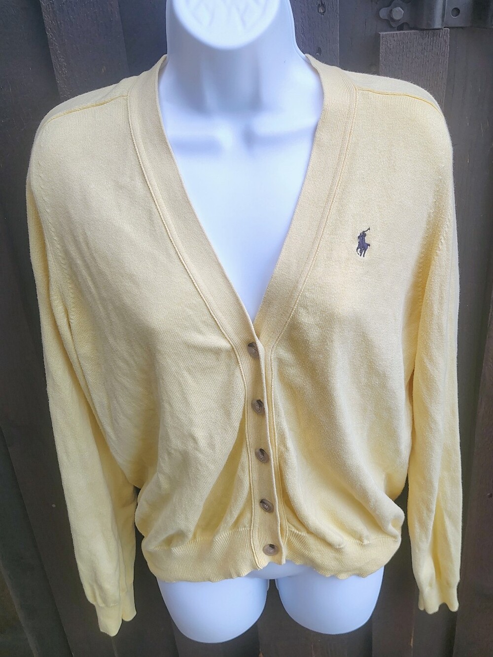 Ralph Lauren Pale Yellow V-Neck Button Front Cardigan